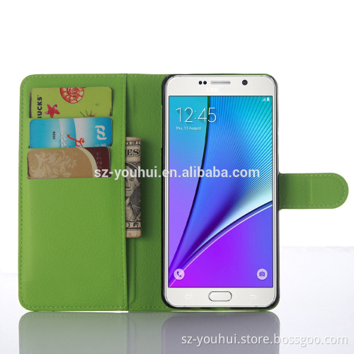 Factory Price Lichee Leather Pouch Wallet Case Folio Stand Cover for Samsung GALAXY A5 A510
